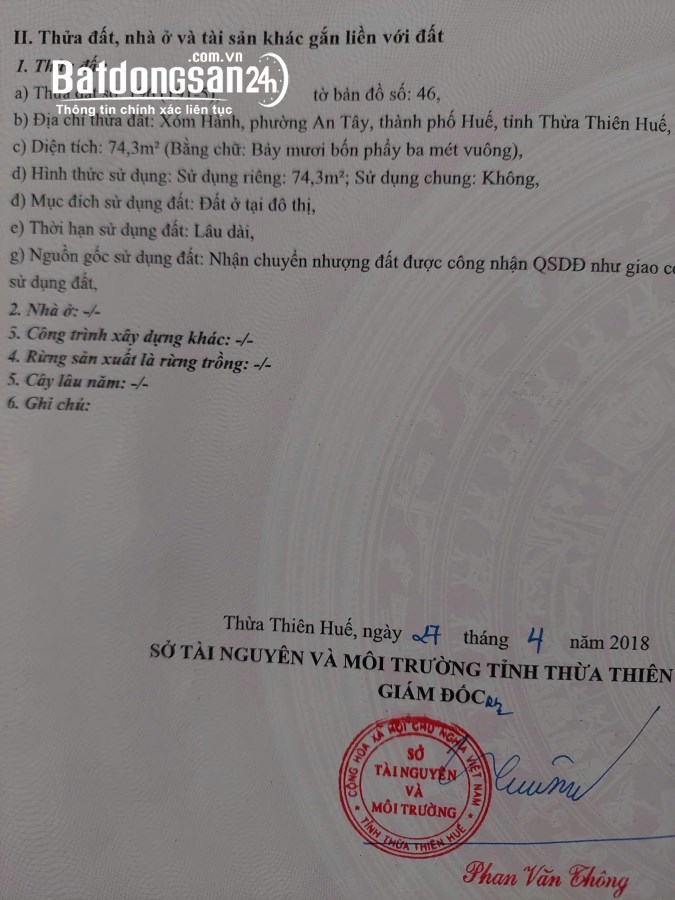 Bán đất gần Đường Võ Văn Kiệt, Phường Thủy Xuân, TP Huế