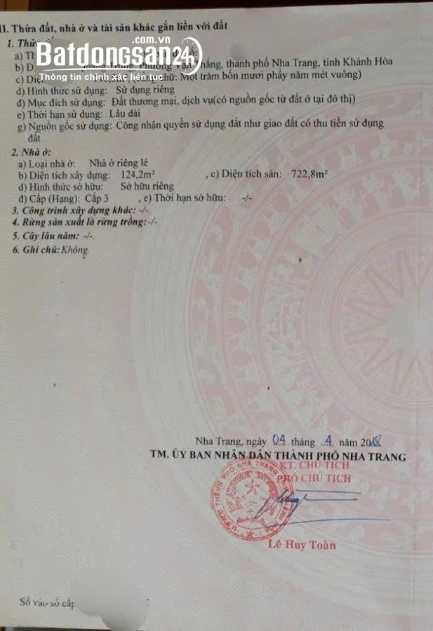 Bán nhà mặt tiền Đường Quang Trung, Phường Vạn Thắng, TP Nha Trang