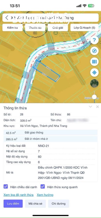 Bán đất Đường Sông Cái (TP Nha Trang cũ), Phường Tây Nha Trang, Khánh Hòa