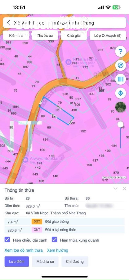 Bán đất Đường Sông Cái (TP Nha Trang cũ), Phường Tây Nha Trang, Khánh Hòa