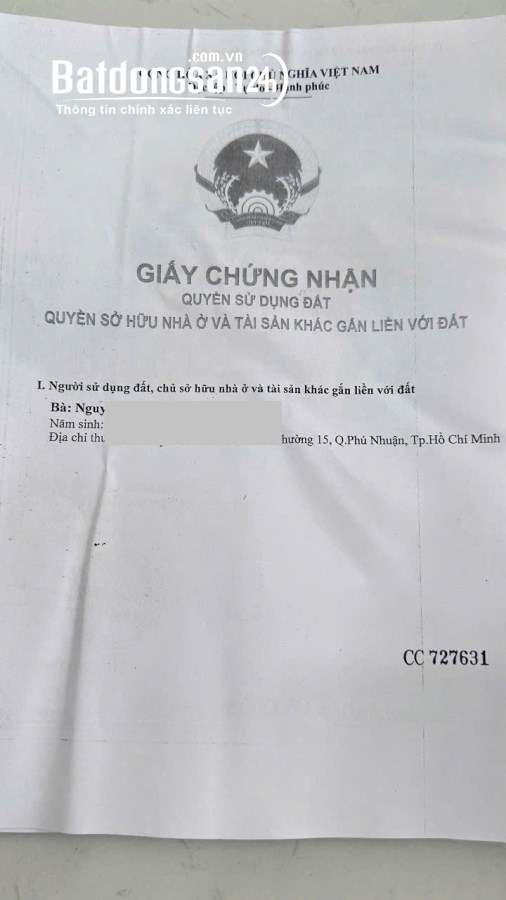 Bán nhà Đường Trường Sa, Phường Đức Nhuận (Q Phú Nhuận cũ), Hồ Chí Minh