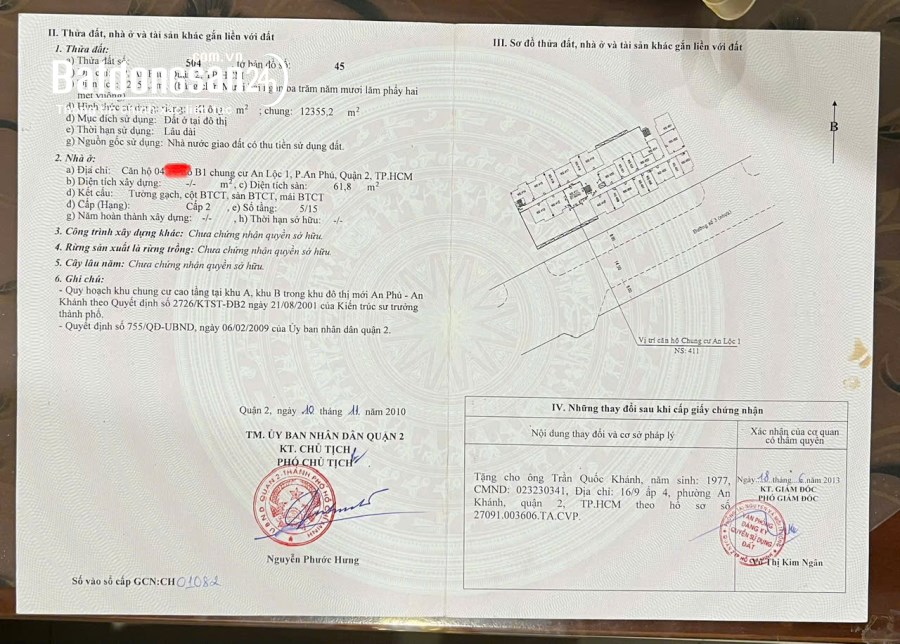 Bán căn hộ An Phú-An Khánh, Đường Vũ Tông Phan, Phường An Khánh (Q Quận 2 cũ)