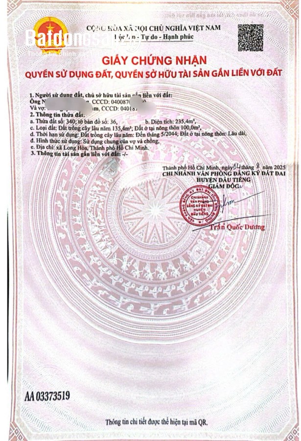 Bán đất Đường ĐT 750, Xã Long Hòa (H Dầu Tiếng cũ), Hồ Chí Minh