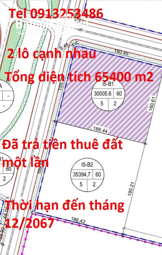 Bán 02 lô đất cạnh nhau có tổng diện tích 65400 m2 đất KCN Bá Thiện 1 – Tỉnh Phú Thọ