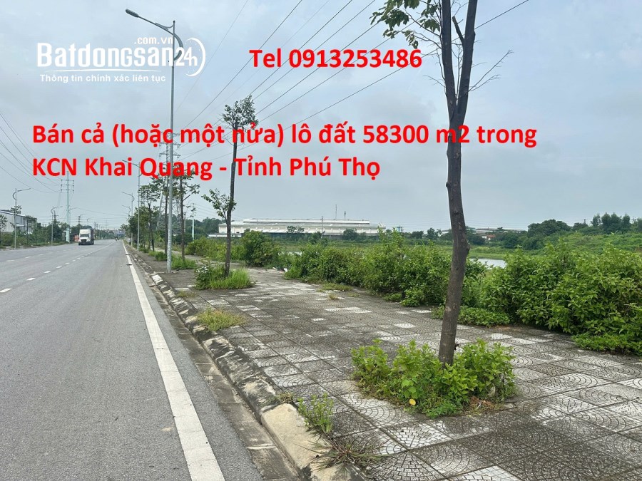 Bán toàn bộ hoặc một phần của 58300 m2 trong KCN Khai Quang - Tỉnh Phú Thọ