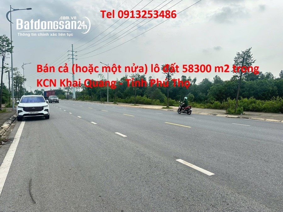 Bán toàn bộ hoặc một phần của 58300 m2 trong KCN Khai Quang - Tỉnh Phú Thọ