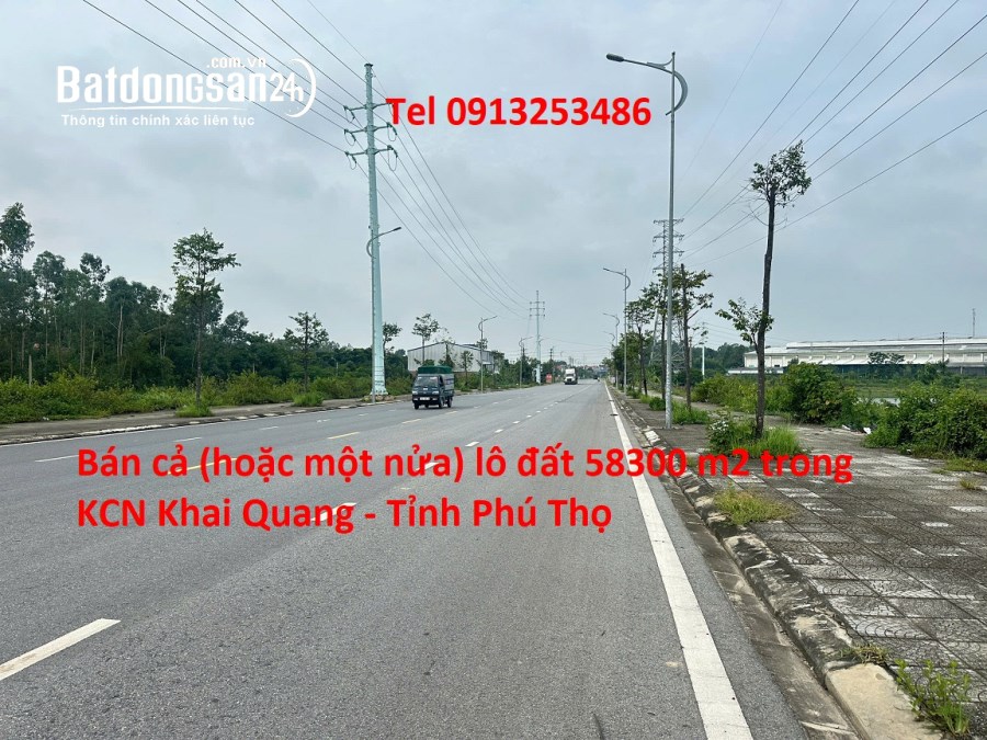 Bán toàn bộ hoặc một phần của 58300 m2 trong KCN Khai Quang - Tỉnh Phú Thọ