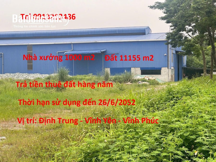 Bán 11155 m2 đất phi nông nghiệp có 1000 m2 nhà xưởng ở Vĩnh Yên, Tỉnh Phú Thọ