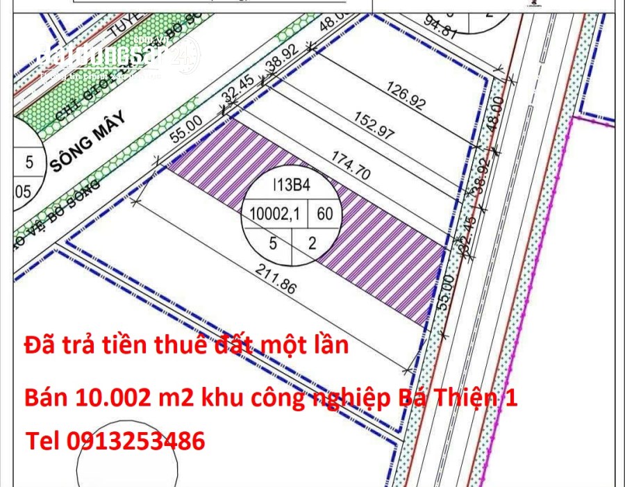 Bán 10002 m2 đất trong Khu công nghiệp Bá Thiện Tỉnh Phú Thọ