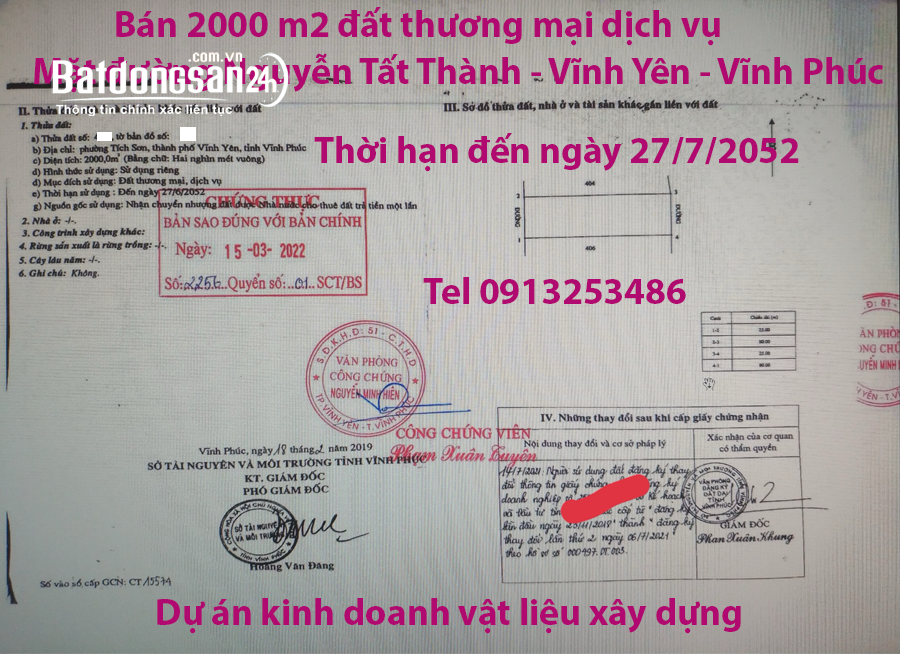 Bán đất Đường Nguyễn Tất Thành, Phường Vĩnh Yên (Tp Vĩnh Yên cũ), Phú Thọ