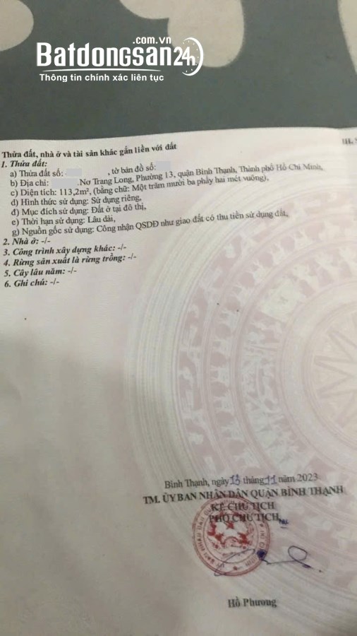 Bán nhà Đường Nơ Trang Long, Phường Bình Lợi Trung (Q Bình Thạnh cũ), Hồ Chí Minh