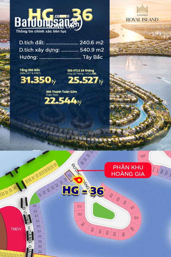 HG-36 – BIỆT THỰ SONG LẬP, Vinhomes Vũ Yên (Vinhomes Royal Island), Phường Thủy Nguyên