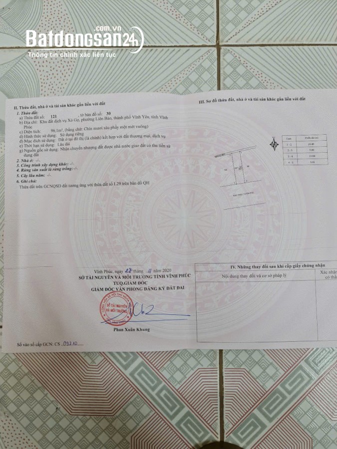Bán đất Phường Vĩnh Phúc (Tp Vĩnh Yên cũ), Phú Thọ
