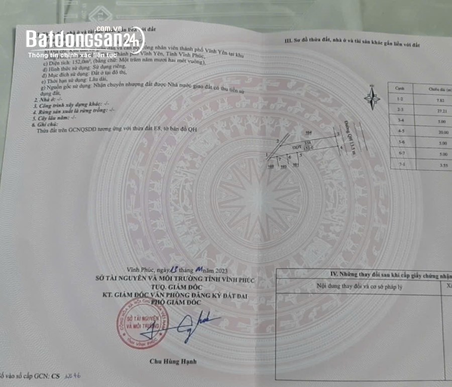Bán lô E8 đất Đồng Hin, Đồng Tâm Phường Vĩnh Phúc (Tp Vĩnh Yên cũ), Phú Thọ