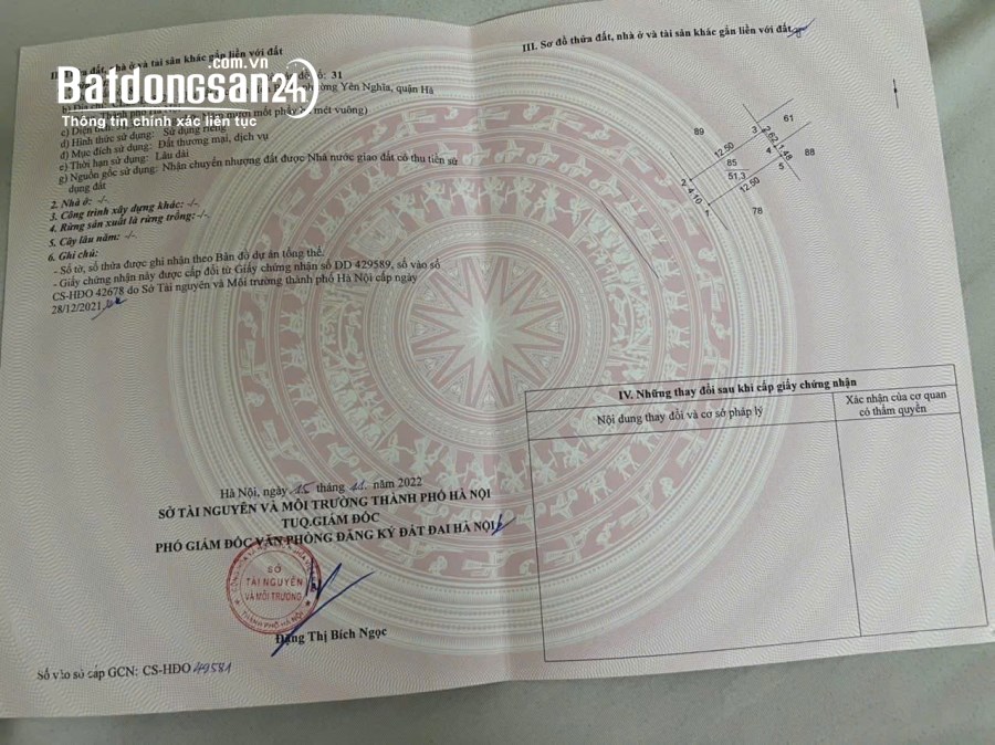 CHÍNH CHỦ GỬI BÁN 51M ĐẤT DỊCH VỤ KHU C YÊN NGHĨA (Q Hà Đông cũ), Hà Nội