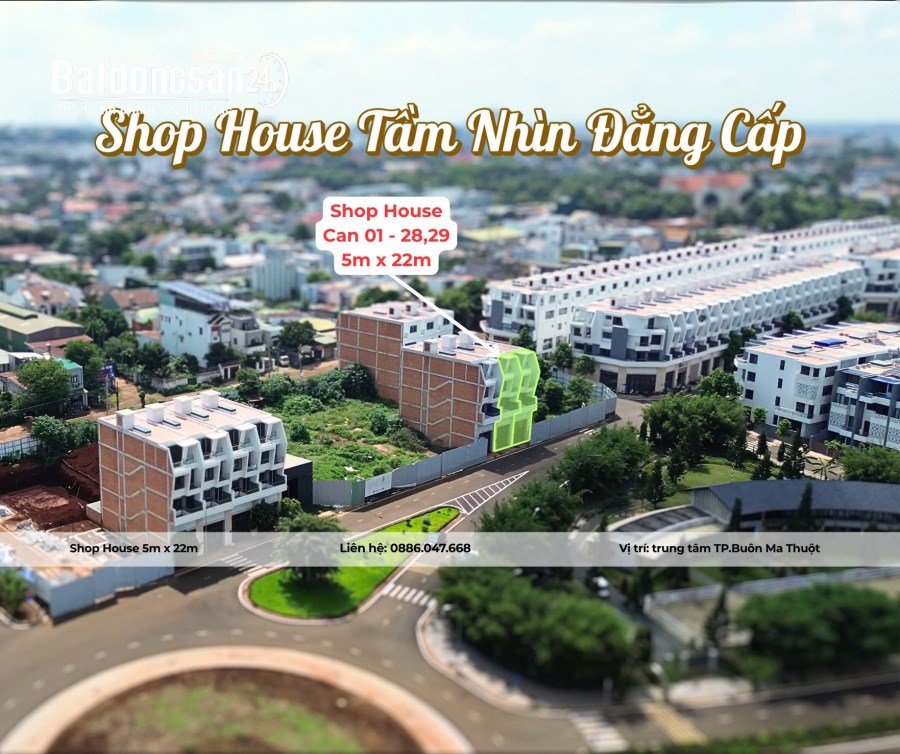 Shophouse Tesla-Thành Phố Cà Phê, Đường Nguyễn Đình Chiểu, Phường Tân Lập (TP Buôn Ma Thuột cũ)