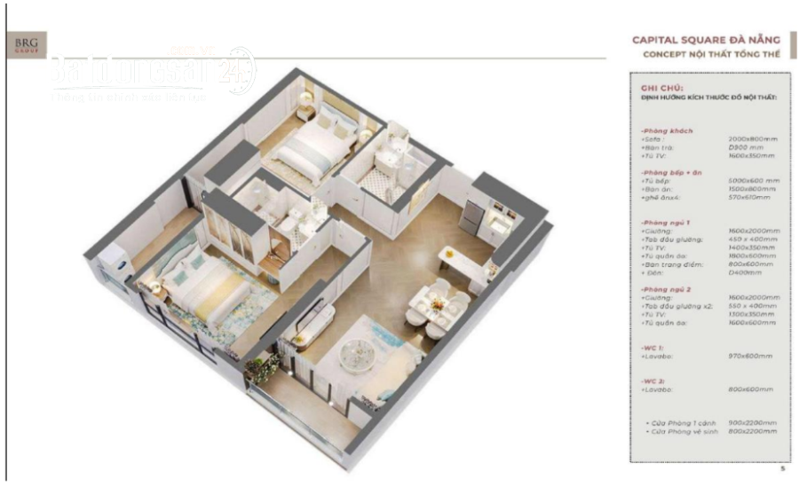 Capital Square: Queen- Căn 2PN, DT 64,58m²- View sông Hàn+ TT 1,2 tỷ ký HD+CK đến 17%