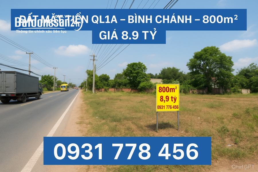 Bán đất Đường Quốc Lộ 1A, Xã Bình Lợi (H Bình Chánh cũ), Hồ Chí Minh