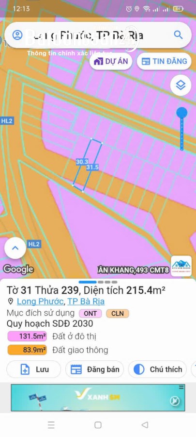 gần Hương Lộ 2, 215m² đất có 80m² thổ cư – Phường Tam Long – TP.HCM – 1,95 TỶ