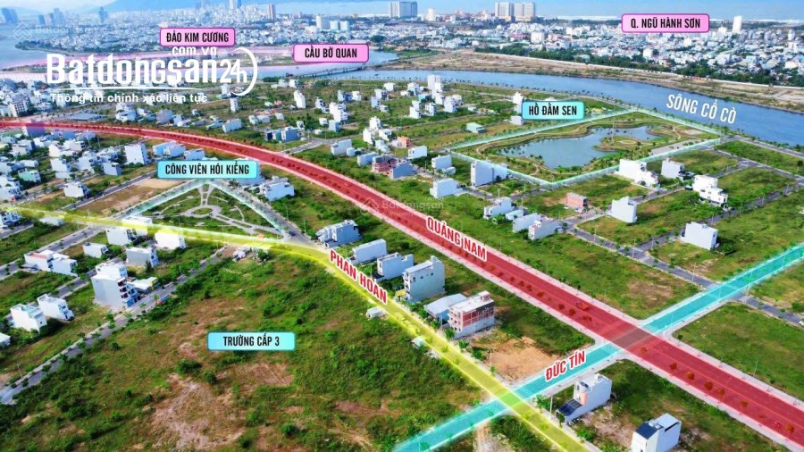 Cồn Dầu Hòa Xuân - Đất nền trung tâm, giá từ 55tr/m² - Sổ đỏ từng nền 