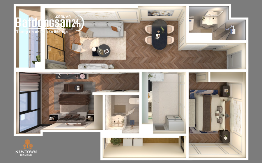 Căn 2PN Newtown Diamond- Tòa R, Giá 6 tỷ- Sở hữu lâu dài trung tâm Đà Nẵng,CK đến 12%