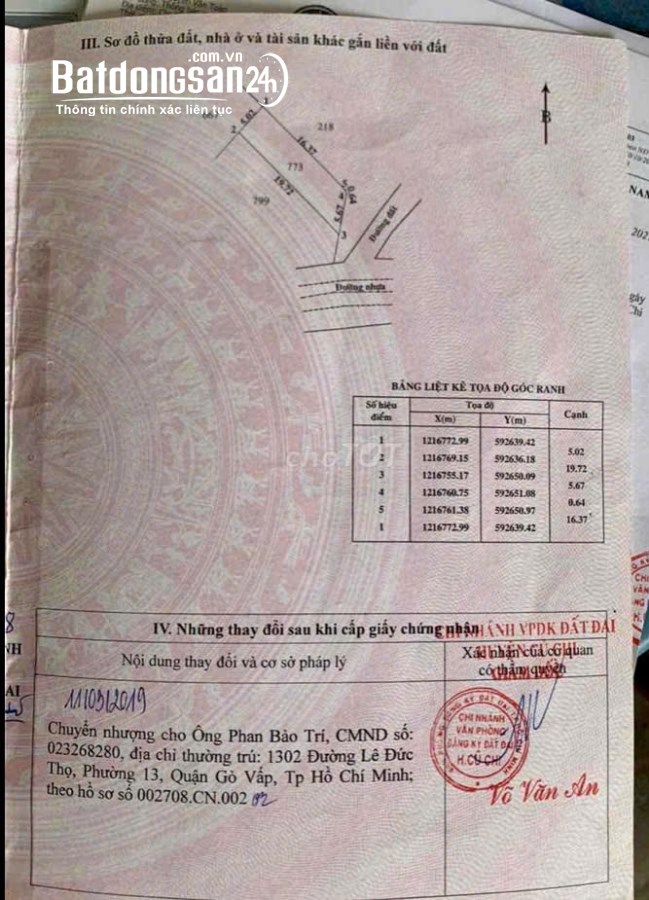Bán đất Đường 464, Xã Bình Mỹ (H Củ Chi cũ), TP Hồ Chí Minh, Full Thổ Cư 91m2 