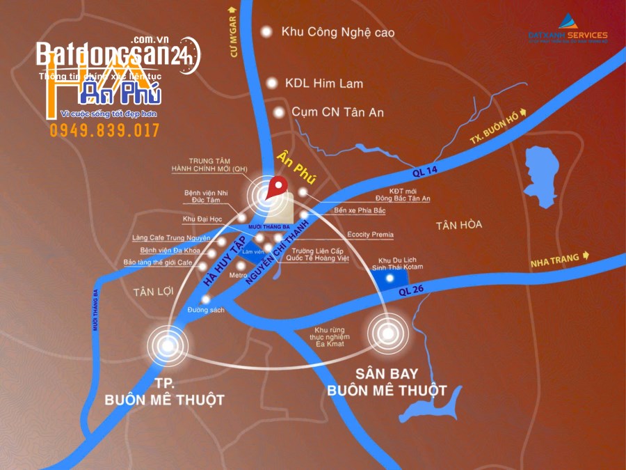 Bán Shophouse Khu đô thị Ân Phú, Đường Hà Huy Tập, Phường Tân An, tỉnh Dak Lak