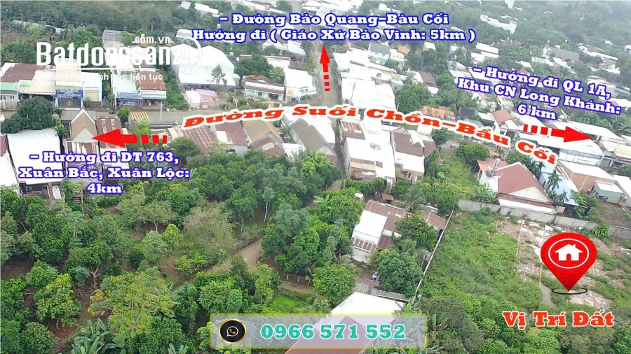 Bán đất thổ cư sau chợ Bầu Cối, P Bảo Vinh. Đồng Nai. Giá chỉ 4,9 tr/1m2