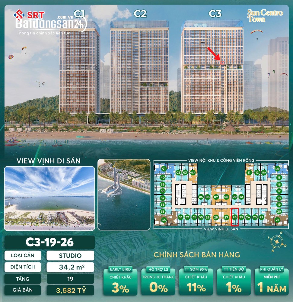 Bán căn hộ Sun centro Town, Đường Kỳ Quan, Phường Bãi Cháy (TP Hạ Long cũ)