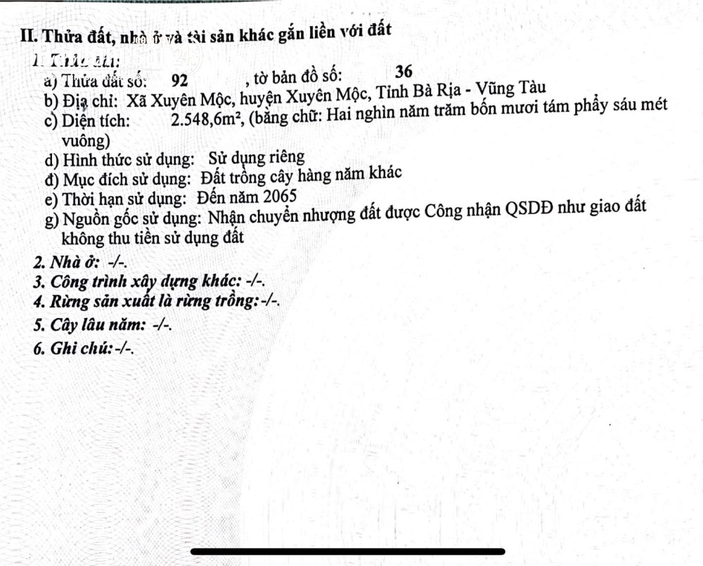 Bán đất Xã Xuyên Mộc (Huyện Xuyên Mộc cũ), TP Hồ Chí Minh