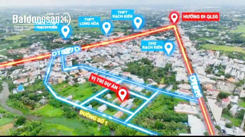 Bán đất nền phân lô Đường ĐT 826, Xã Cần Đước (Huyện Cần Đước cũ), Tây Ninh