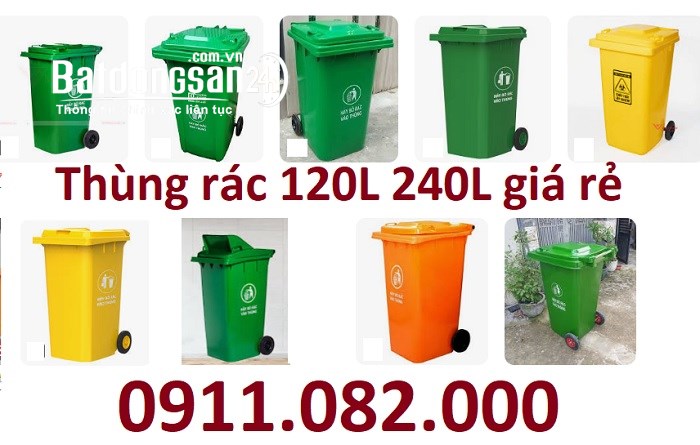 Bộ đôi thùng rác 120l và 240 lít giá rẻ tại cần thơ- thùng rác công cộng-lh 091108200