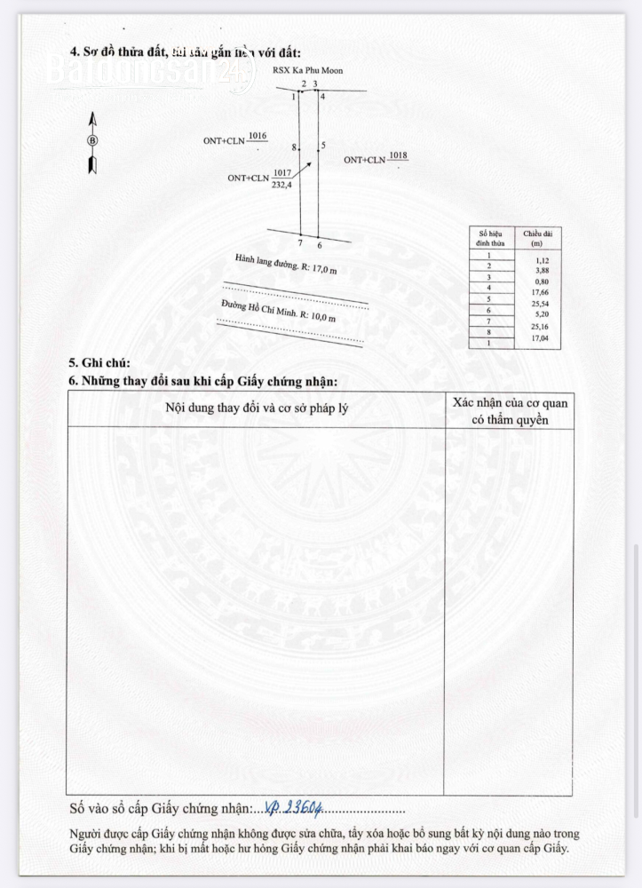 350 triệu - 232 mét đất mặt tiền Quốc lộ 14B - Nam Giang - Đà Nẵng