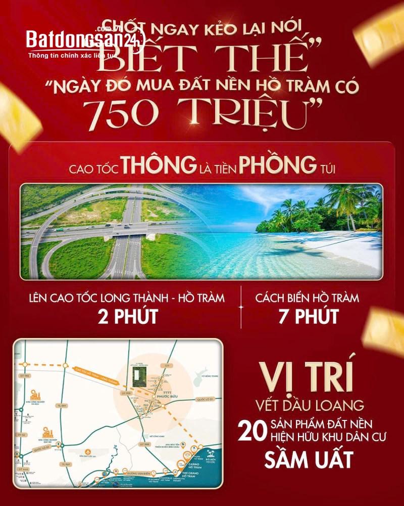 Xã Hòa Hội (Huyện Xuyên Mộc cũ) ĐẤT THỔ CƯ HỒ TRÀM CHỈ 4.2 TRIỆU/M²!