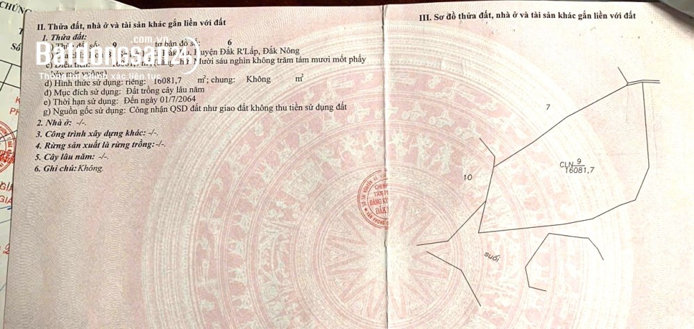 Bán đất Đường Quốc lộ 14, Xã Kiến Đức (Huyện Dăk RLấp cũ), Tỉnh Lâm Đồng