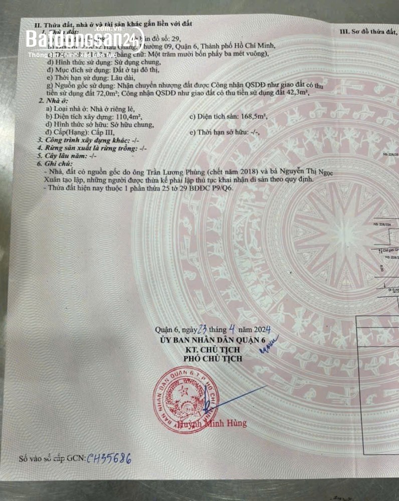 Bán nhà Đường Hậu Giang, Phường Phú Lâm (Quận 6 cũ), Hồ Chí Minh