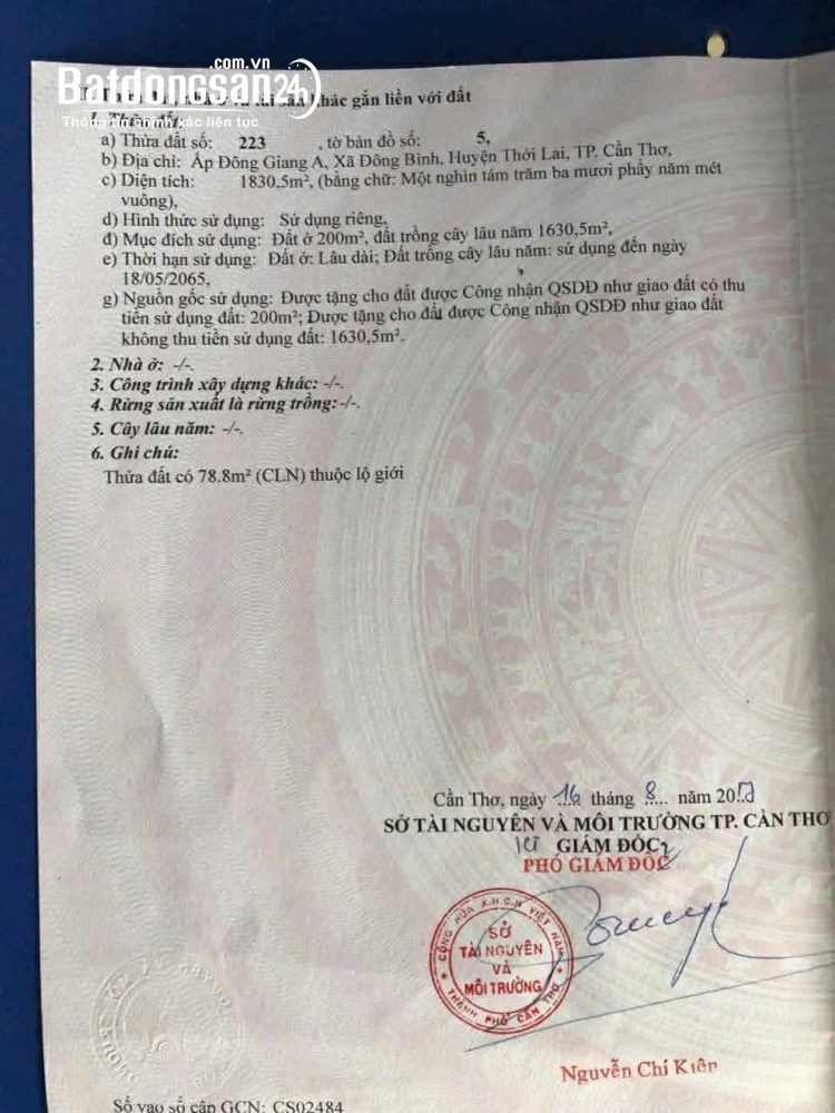 Bán đất Xã Thới Lai (Huyện Thới Lai cũ), TP Cần Thơ