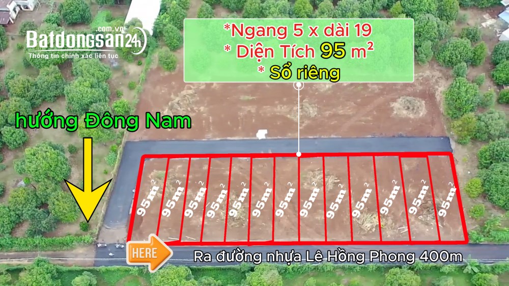 Đất thổ cư 2 mặt tiền đường nhựa, 1 sẹc Lê Hồng Phong, P Hàng Gòn, Đồng Nai
