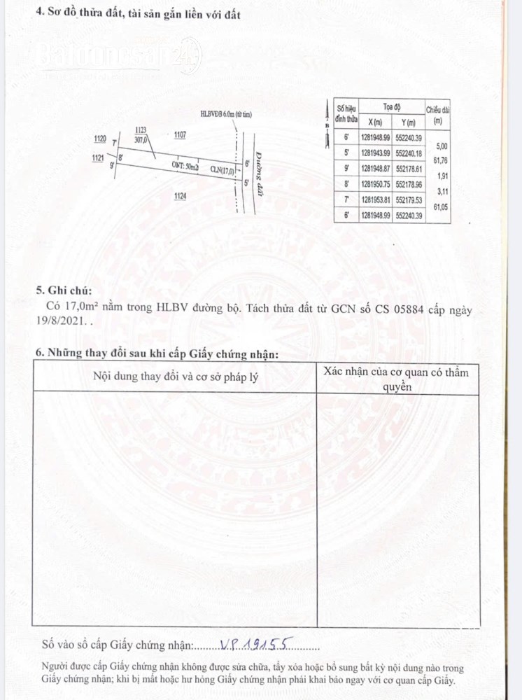 Chính chủ cần bán lô đất vườn 550m2 có đầy đủ điện nước thuận tiện ở