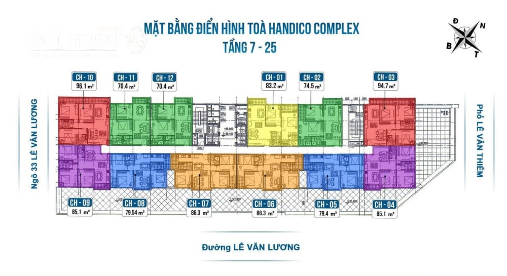 Bán suất ngoại giao tòa Handiresco, số 33 Lê Văn Lương căn góc 03 ngủ