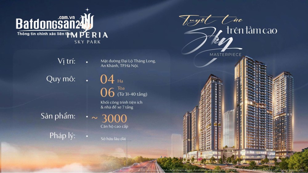 BOOKING DỰ ÁN IMPERIA SKY PARK – TÂM ĐIỂM ĐẦU TƯ & AN CƯ PHÍA TÂY HÀ NỘI