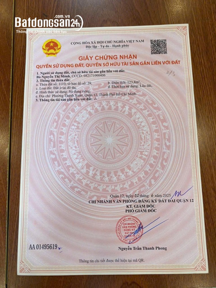 ĐẤT THỔ CƯ - THẠNH XUÂN 25 QUẬN 12