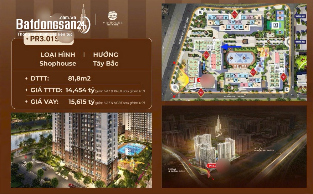 Shop đế tại Vinhomes Ocean Park 1 đầu tư dòng tiền luôn