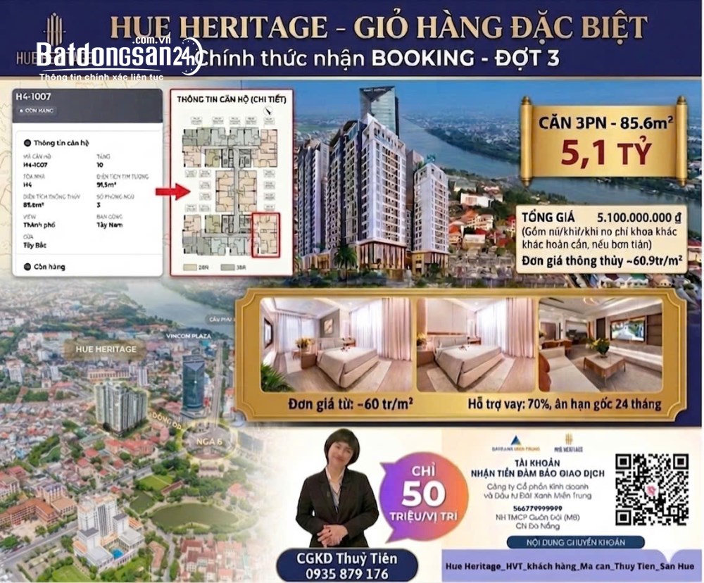 Bán căn hộ Hue Heritage, Đường Đống Đa, Phường Phú Xuân (TP Huế cũ)