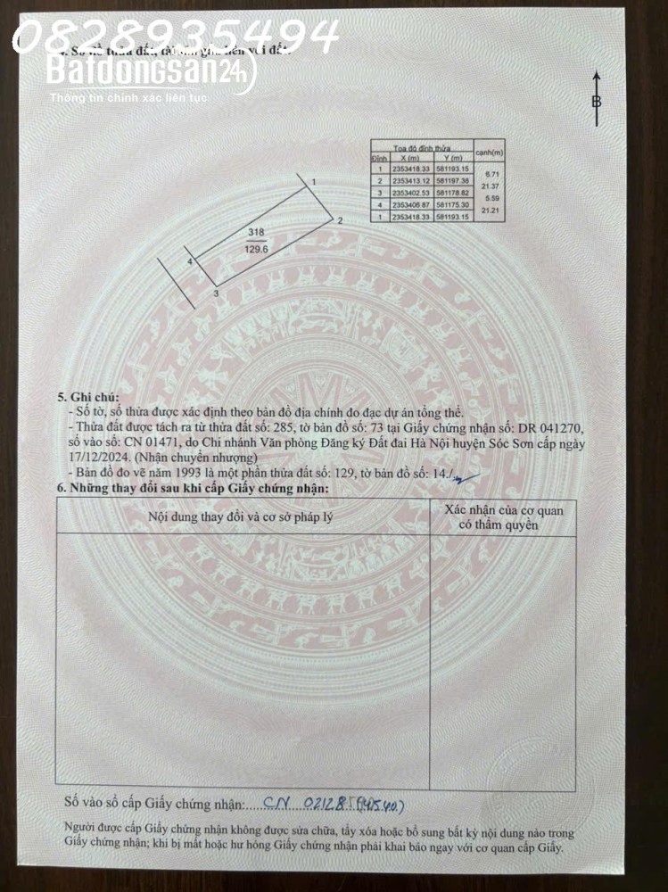 Bán đất đẹp tại Xã Phú Minh, Huyện Sóc Sơn, Hà Nội, DT 129.6m2, giá 26 triệu/m2
