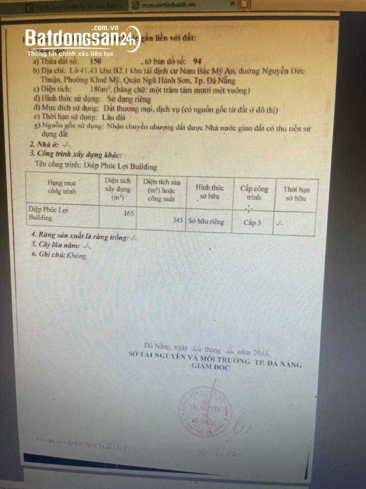 Bán nhà 2 tầng x 180m2, sát biển Sơn Thủy, Đà Nẵng.