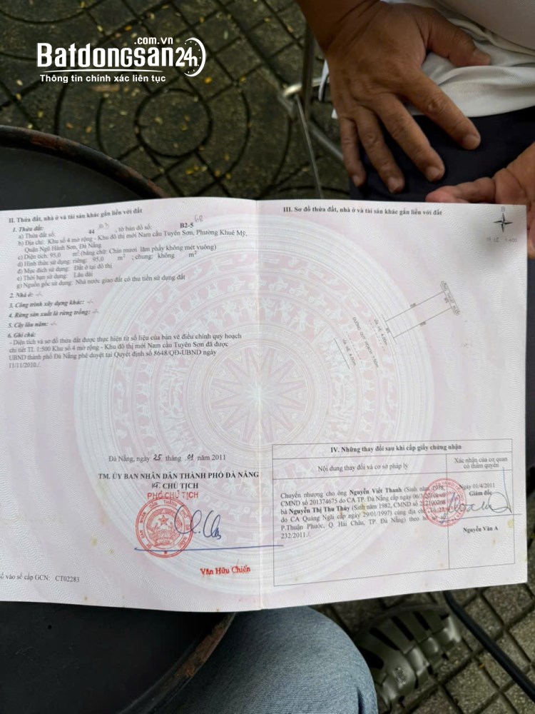 Bán đất Đ Tuy Lý .Vương 95m2/ 8,2 tỷ, P. Ngũ Hành Sơn, TP. Đà Nẵng.