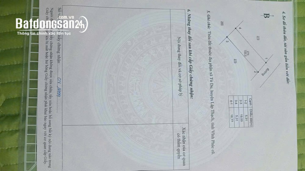 CHÍNH CHỦ XUẤT KÈO THƠM - TỬ DU, LẬP THẠCH- 7xx triệu