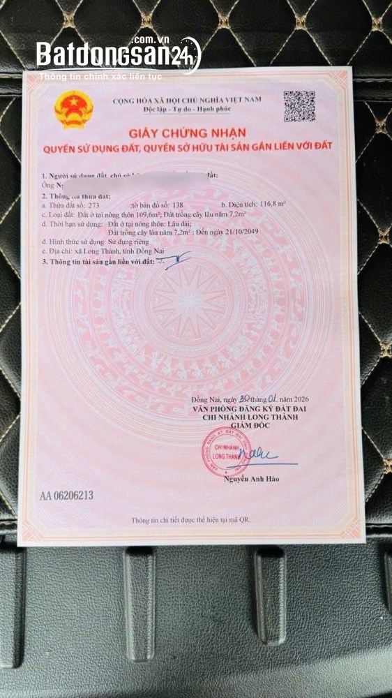 DƯỚI 900 TRIỆU – LÔ DUY NHẤT PHƯỜNG SÂN BAY LONG THÀNH 