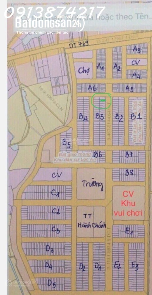 Bán lô biệt thự siêu đẹp khu dân cư D2D Lộc An, Long Thành, Đồng Nai. LH : 0913874217